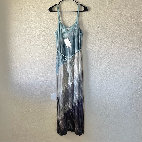 Splendid Anya Maxi Dress Womens M Tie Dye Spaghetti Strap Viscose Pockets V Neck - Picture 2 of 16